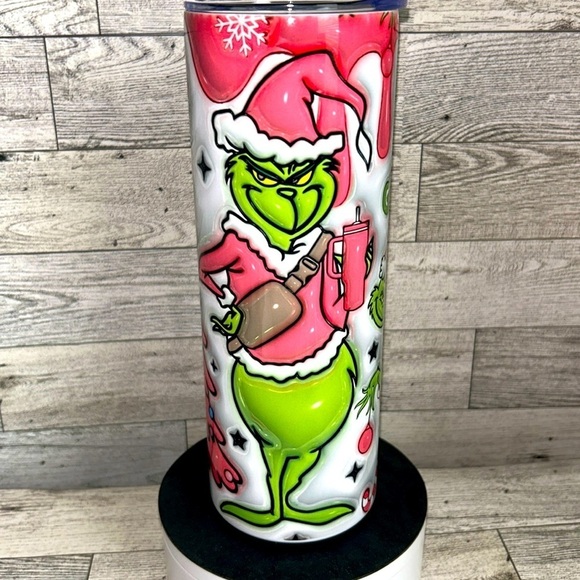 Hand Crafted Other - Grinch Pink Christmas 20oz Stainless Steel Tumbler